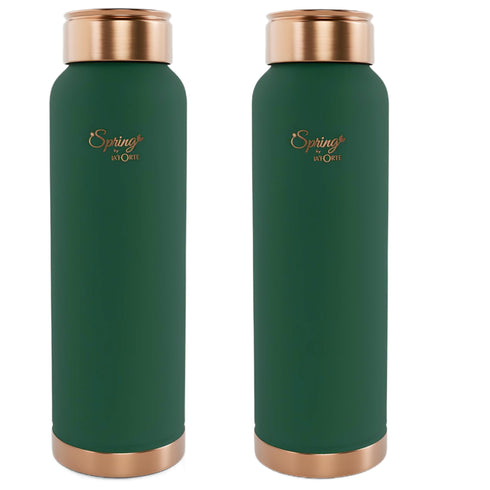 LA'FORTE Copper Water Bottle, Pure, 1000 ml Sea Green