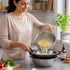 Spring by LA’ FORTE 2-in-1 Stainless Steel Bowl with Black Colander Set, 23.5 cm | Fruit & Vegetable Washer, Pasta/Noodle Strainer, Rice & Dal Rinse Bowl, Kitchen Prep & Drain Set