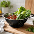Spring by LA’ FORTE 2-in-1 Stainless Steel Bowl with Black Colander Set, 23.5 cm | Fruit & Vegetable Washer, Pasta/Noodle Strainer, Rice & Dal Rinse Bowl, Kitchen Prep & Drain Set