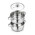 Spring by LA’ FORTE Stainless Steel 2-Tier Steamer & Casserole Set | Use as Single-Tier Cookware | Toughened Glass Lid | Riveted Handles