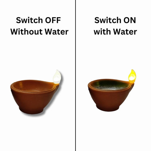 Water Sensor Eco-Friendly Led Diyas Candle E-Diya, Decoration Diwali Lights (Pack of 6)