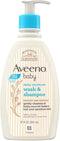Aveeno Baby Daily Moisture Wash and Shampoo | Cleanses hair & body | Oat kernel extract & glycerin | Tear-free, soap-free, paraben-free, hypoallergenic | US #1 Pediatrician recommended