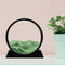 FEBLICH 3D Moving Sand Art Picture Glass Liquid Painting Natural Landscape Showpieces for Home Decor, Antique Gifts for Kids, Office Desktop Decoration, Desk Table Decorative Items (Green)
