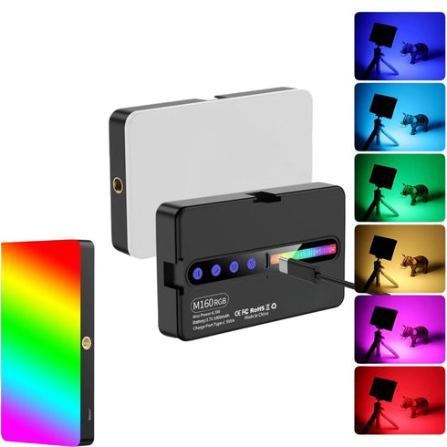 BKN M160 RGB Portable Pocket Camera Light Dimmable Panel Lamp | Full Color 2700-6500k 6.5W for Phone Photography Video Led Light 1800 mAh for Zoom Calls/Live Stream/Selfies/Makeup