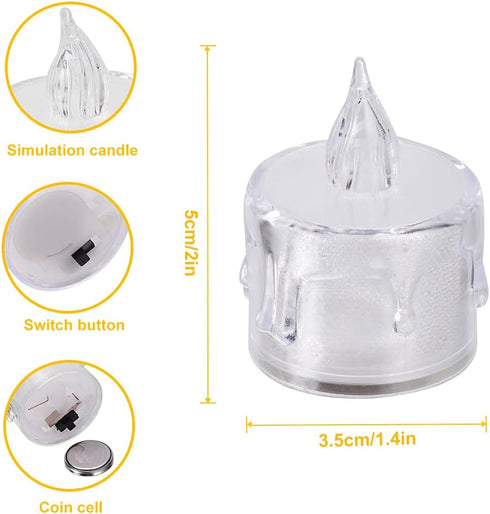 LED Tea Lights Candle (Diwali Diya) – Flameless, Crystal Design, Battery-Operated-6 Pcs