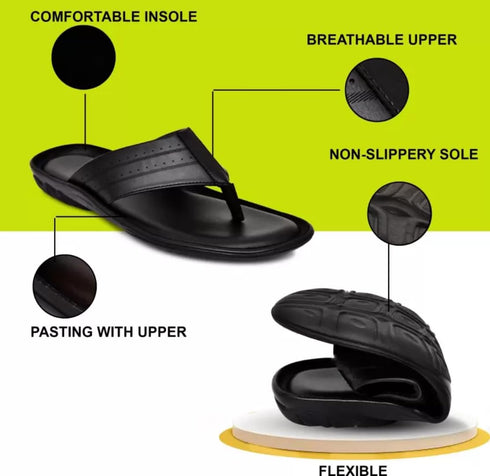 Flex Stride | Trendy Men's Leather Slippers | Sandal | Durable | Causal Wear | 3 Color option Slippers