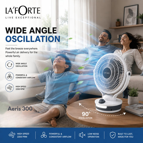 LA’ FORTE Aeris 300 High Speed Table Fan with LED Light
