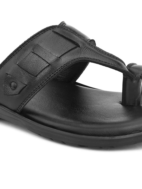 Cultural Craft Leather's Slipper | Trendy Men's slippers | Sandal | Durable | Ethnic | Causal Wear | Black