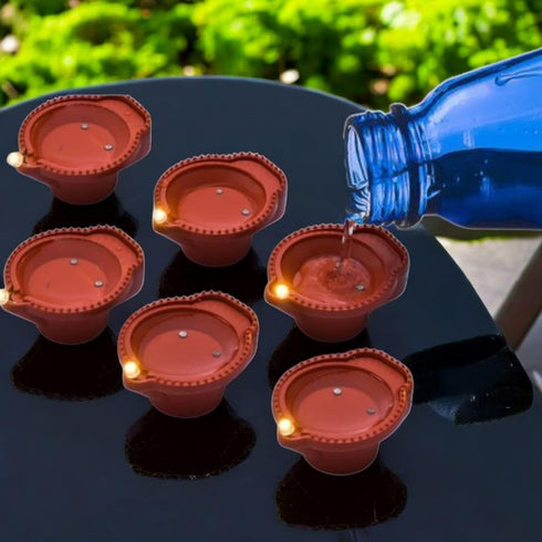 Water Sensor Eco-Friendly Led Diyas Candle E-Diya, Decoration Diwali Lights (Pack of 6)