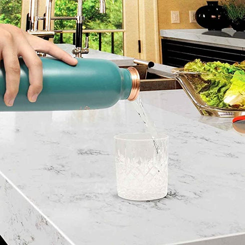 LA'FORTE Copper Water Bottle, Pure, 1000 ml Sea Green