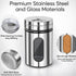 Stainless Steel & Glass Salt Pepper Shaker Spice Jars with Stand for Oregano, Chilli Flakes, Sugar, Seasoning Sprinkler | Dining Table Masala Box