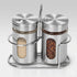 Stainless Steel & Glass Salt Pepper Shaker Spice Jars with Stand for Oregano, Chilli Flakes, Sugar, Seasoning Sprinkler | Dining Table Masala Box
