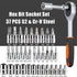 Flixx 46-Piece Socket Wrench Tool Kit Set, 1/4-Inch Drive Ratchet with Metric Sockets & Screwdriver Bits, Portable Repair Tool Set for Home, Auto, DIY Maintenance