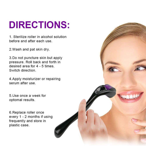 Derma Roller 0.5mm Microneedle Roller for Beard Hair Skin Face (Pack of 02 Pcs)