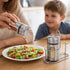 Stainless Steel & Glass Salt Pepper Shaker Spice Jars with Stand for Oregano, Chilli Flakes, Sugar, Seasoning Sprinkler | Dining Table Masala Box