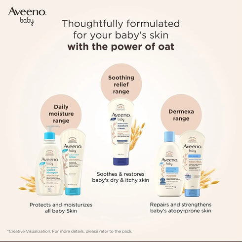 Aveeno Baby Daily Moisture Wash and Shampoo | Cleanses hair & body | Oat kernel extract & glycerin | Tear-free, soap-free, paraben-free, hypoallergenic | US #1 Pediatrician recommended