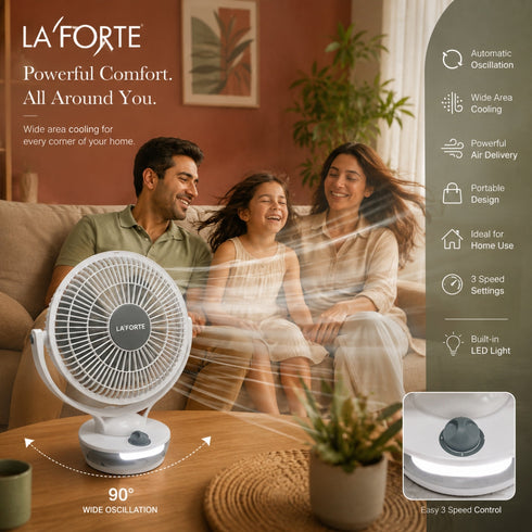 LA’ FORTE Aeris 300 High Speed Table Fan with LED Light