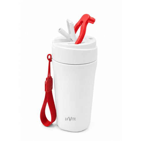 LA’ VITE 400 ml Double-Wall Glass-Interior Tumbler (2-in-1 Straw + Sipper)