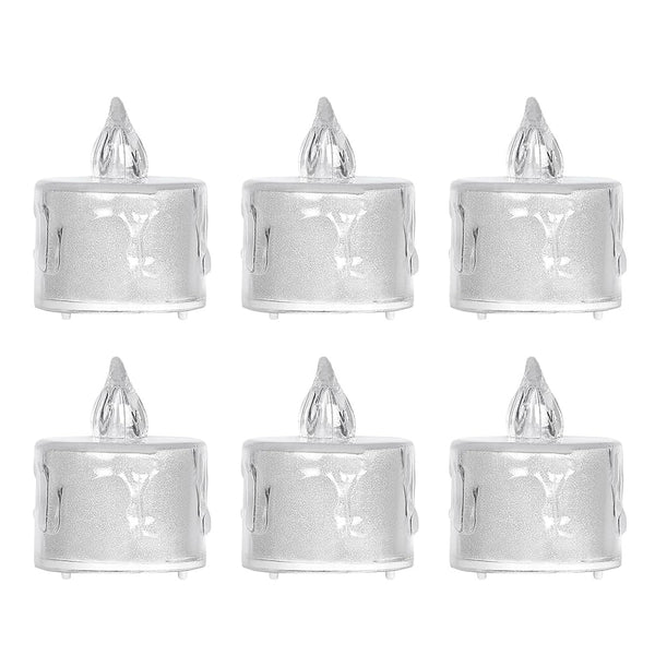 LED Tea Lights Candle (Diwali Diya) – Flameless, Crystal Design, Battery-Operated-6 Pcs