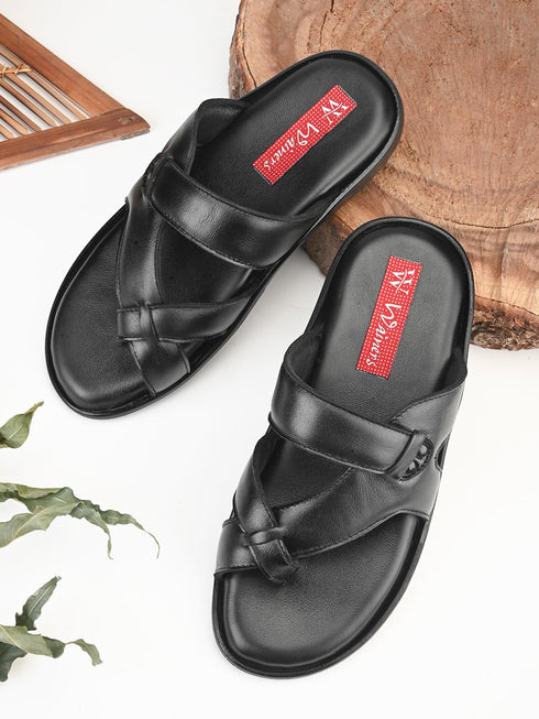 Heritage Chic Leather Slipper's | Daily Casual Slippers | Sandal | Formal | Causal | Black
