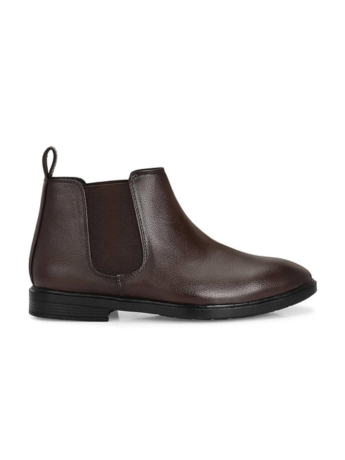 ZUUVO Men's Black Pebbled Leather Chelsea Boots, Slip-On with Elastic Side Panel