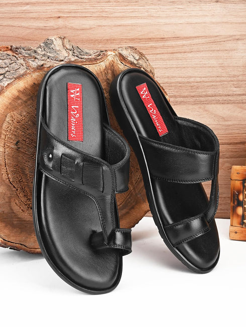 Cultural Craft Leather's Slipper | Trendy Men's slippers | Sandal | Durable | Ethnic | Causal Wear | Black
