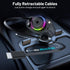 Starlight Retractable Car Charger with Aromatherapy, 5 in 1 Fast Charging 66W Car Phone Charger Adapter, USB C Car Accessories Compatible with iPhone 16/15/14/13/12/11 and Android (Black)