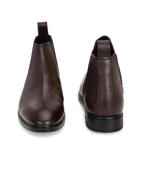 ZUUVO Men's Black Pebbled Leather Chelsea Boots, Slip-On with Elastic Side Panel