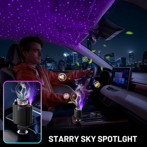 Starlight Retractable Car Charger with Aromatherapy, 5 in 1 Fast Charging 66W Car Phone Charger Adapter, USB C Car Accessories Compatible with iPhone 16/15/14/13/12/11 and Android (Black)