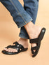 Heritage Chic Leather Slipper's | Daily Casual Slippers | Sandal | Formal | Causal | Black
