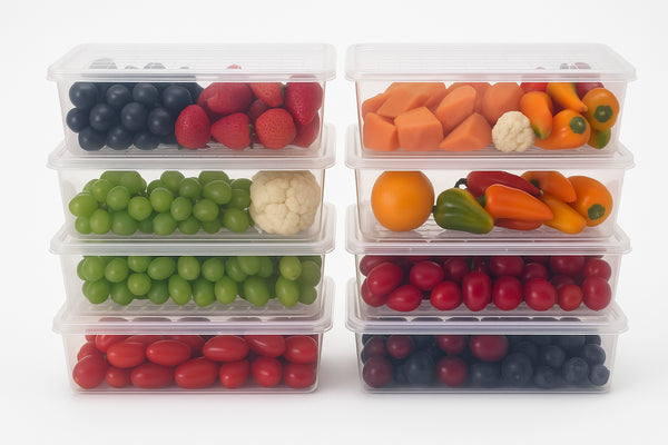 6-Piece Clear Refrigerator Storage Containers with Lids & Removable Strainer Tray – BPA-Free, Multipurpose Kitchen & Fridge Organizer Box Set for Fruits, Vegetables & More
