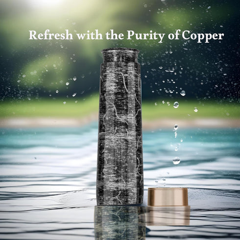 Pure Copper Elegant 1000 ml Premium Coated Water Bottles (Silver Black Abstract, 1000 Ml) (Copy)