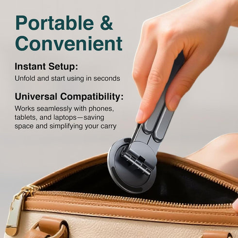 Wayona Aluminium Alloy Folding and Height Adjustable Stand Compatible with Laptop, Mobile and iPad, with Magnetic Feature for iPhone, Titanium Grey, Anodized Finish, 2026 Model
