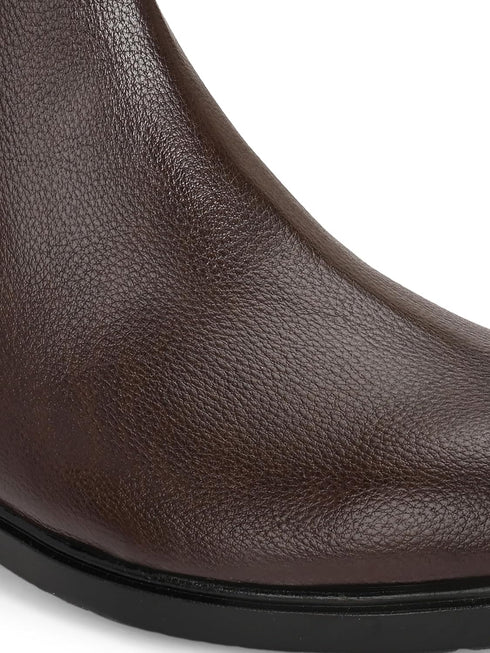 ZUUVO Men's Black Pebbled Leather Chelsea Boots, Slip-On with Elastic Side Panel