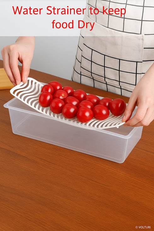 6-Piece Clear Refrigerator Storage Containers with Lids & Removable Strainer Tray – BPA-Free, Multipurpose Kitchen & Fridge Organizer Box Set for Fruits, Vegetables & More
