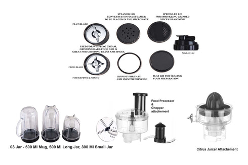 La Vite Cherie -Mixer Grinder Blender 400 W with Food Processor and Juicer attachements