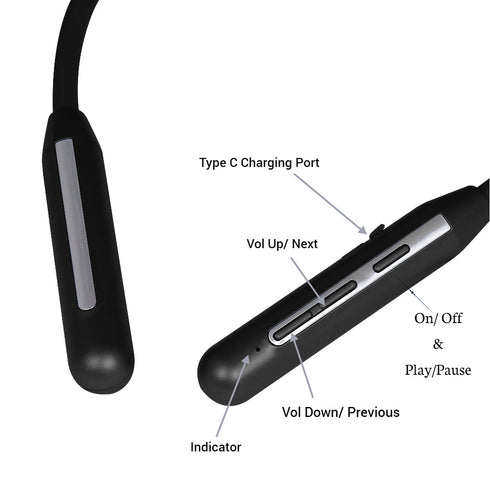 LA' FORTE Maximus Bluetooth Neckband Earphone - BT 5.3/ 100 Hr Playtime, 10 mm Drivers/ Active Noise Cancellation