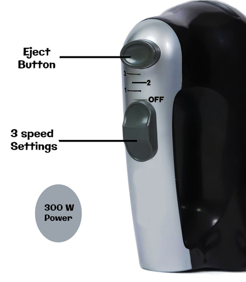 LA' FORTE Hand Mixer 300 W with Dough hook Beater hook and Mounting Bracket