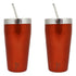 Stainless Steel Tumbler Set (650 ml) with Stainless Steel Lid and Straw – Premium Powder Coated Design for Hot & Cold Beverages (Set of 2, Color Options- Gold, Blue, Green)
