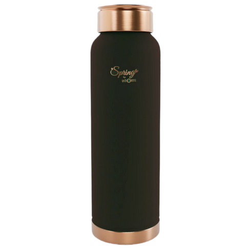 LA'FORTE Copper Water Bottle, Pure, 1000 ml Coffee Black