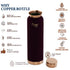LA'FORTE Copper Water Bottle, Pure, 1000 ml Coffee Black