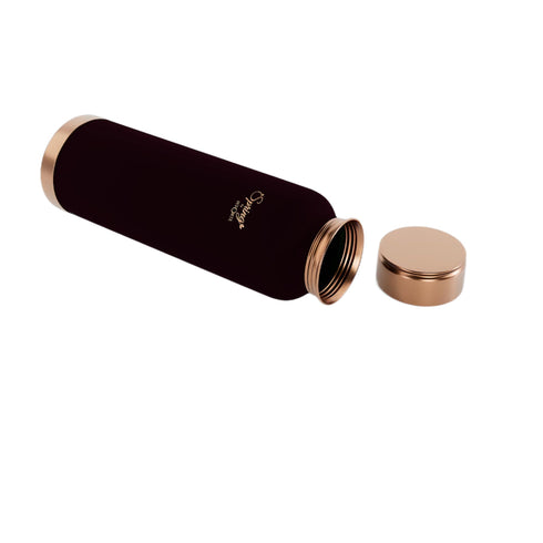 LA'FORTE Copper Water Bottle, Pure, 1000 ml Coffee Black