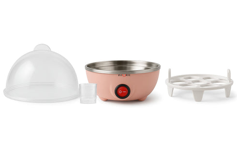 LA' FORTE 3-in-1 Electric Egg Boiler | Boil, Fry & Steam | 7 Egg Capacity | Peach Color | 350W | Auto Cut-Off | Compact Cooker for Kitchen, Travel & Hostel Use