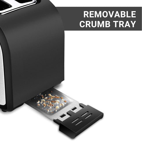 LA' FORTE POP UP Toaster - Stainless Steel - 7 Heat setting, Auto bread centering and removable tray
