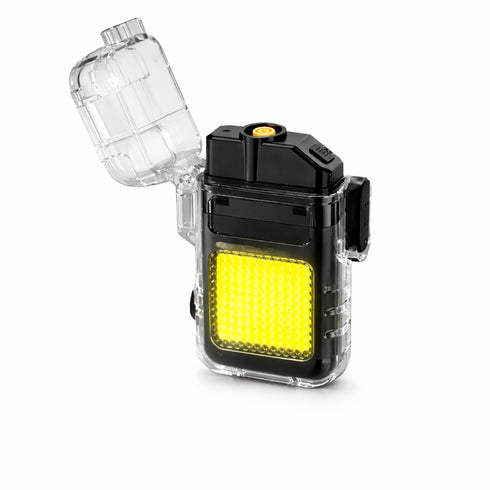 Flixx 2-in-1 Waterproof Electric Coil Lighter with COB LED Flashlight | USB Type-C Rechargeable | Windproof Flameless Lighter | Compact Emergency & Outdoor Tool
