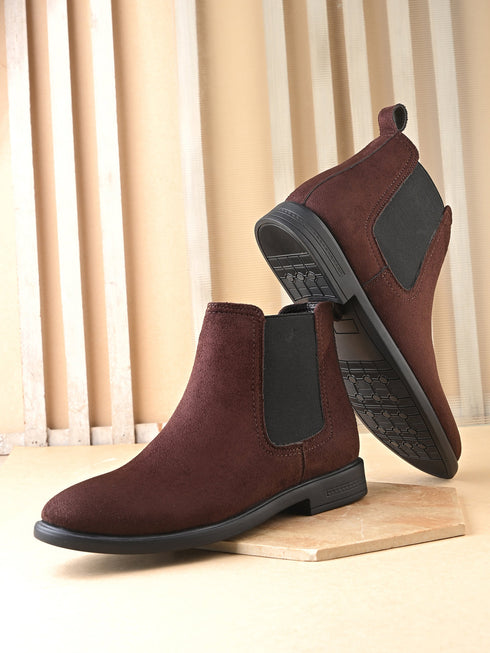 Zuuvo LuxeSuede Chelsea Boots For Men (Brown , 9)