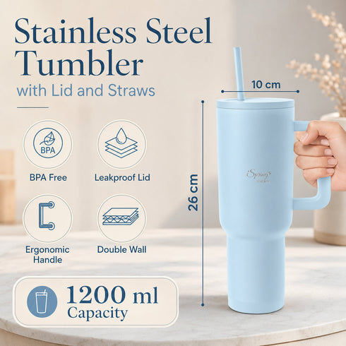 Spring by LA’ FORTE 1200ml Insulated Tumbler with Handle, Lid & Straws