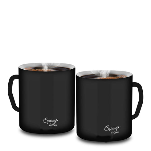 Stainless Steel Coffee and Tea Mugs - 150ml (5.07 oz) - Set of 2 - Powder Coated Exterior, Steel Interior