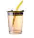 LA' FORTE Borosilicate Glass Tumbler | Leak-Proof Travel Cup | Glass Straw & Leather Jacket | Hot & Cold Beverages | Dual Drinking Mode - Sip & Straw