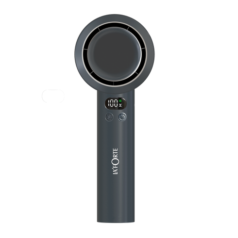 LA' FORTE Fairy Flow Mini Fan | 100 Speed Levels | Digital Display | USB-C Rechargeable | Portable & Compact | Gray